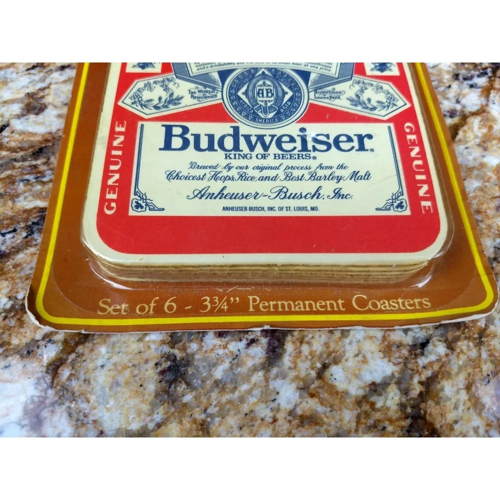 6 BUDWEISER‎ BEER COASTERS Vintage America's Favorite Conimar Cork Back Sealed